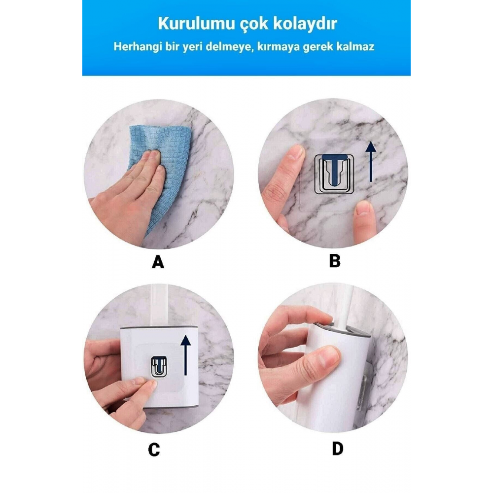 Silikon Banyo Tuvalet Klozet Temizleme Fırçası Ve Tutucu Set Siyah S-574
