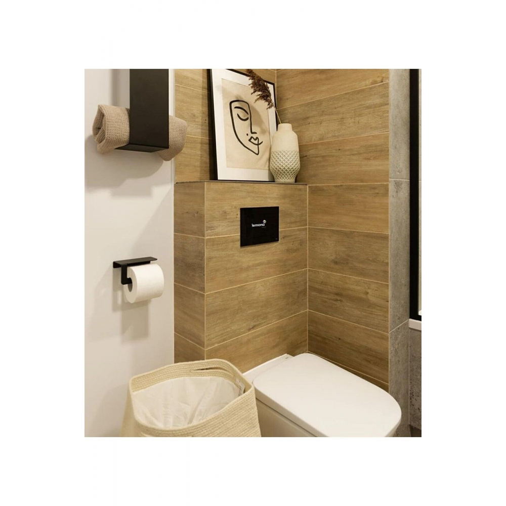 Güçlü Vhb Bant Yapışkanlı Metal Mat Siyah Telefon Raflı Tuvalet Kağıtlık