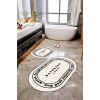 Kaymaz Taban, Banyo,paspası, Bathroom Yazılı, Estetik, Oval, 2'li Klozet Takımı
