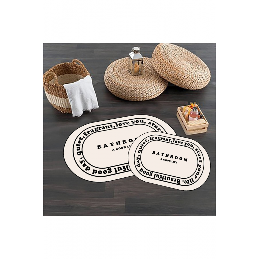 Kaymaz Taban, Banyo,paspası, Bathroom Yazılı, Estetik, Oval, 2'li Klozet Takımı