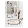 Kaymaz Taban, Banyo,paspası, Bathroom Yazılı, Estetik, Oval, 2'li Klozet Takımı