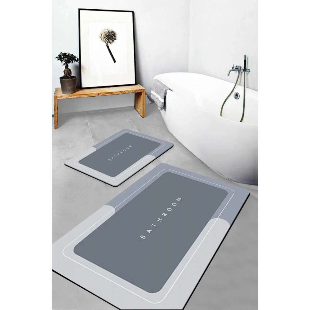 Sihirli Su Emici Banyo Paspası Kaymaz Tabanlı Abdest Paspası Kare 3,5 Mm 40x60