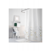 Banyo Perdesi Papatya Çiçek Desen Duş Perdesi, Askı Aparatı Hediyeli 180x200 C Halkalı Duş Perdesi