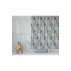 Polyester Kumaş Geometrik Desen Gri Banyo Perdesi Yerli Üretim Duş Perdesi Plastik C-halka Hediye