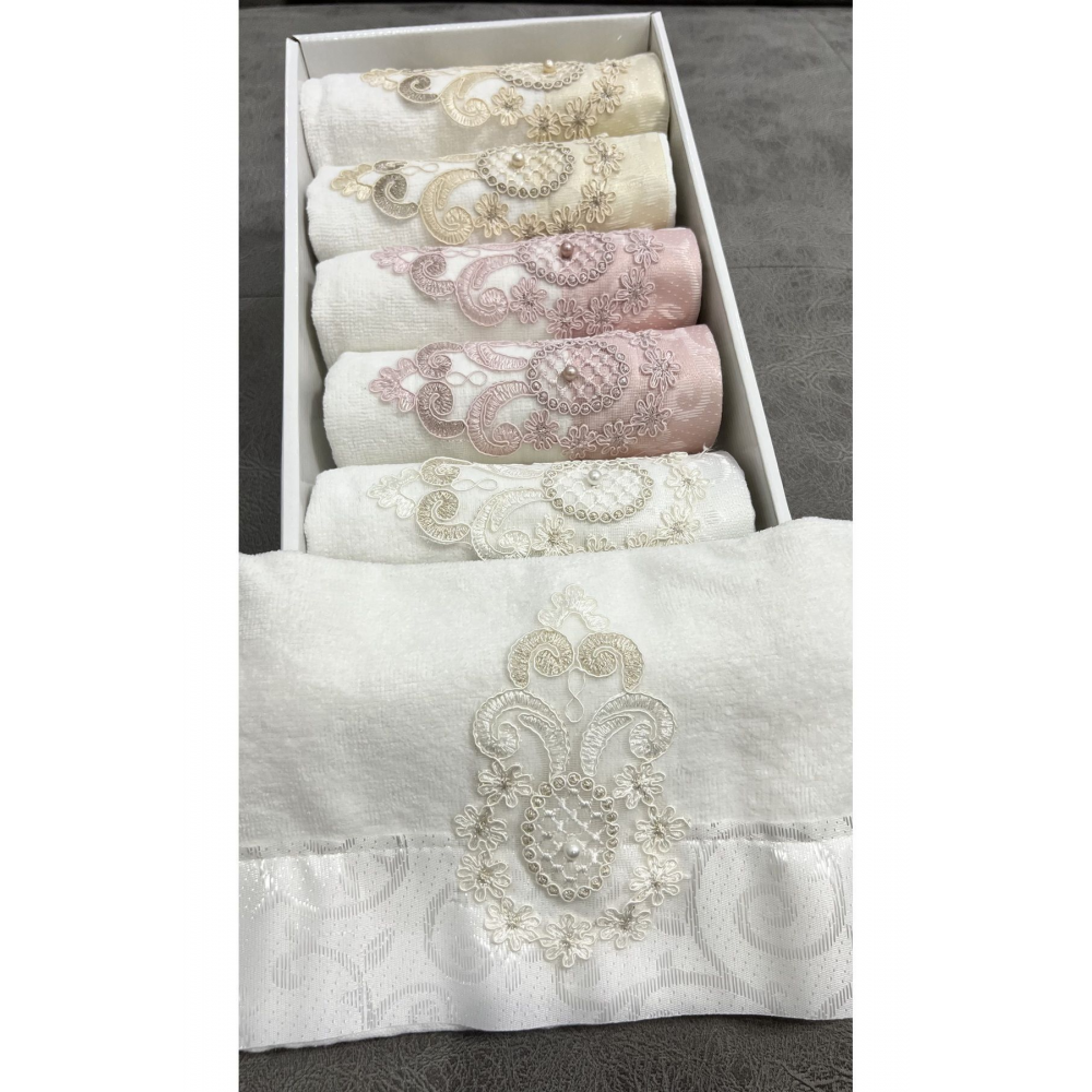 6'lı Güpürlü 30x50 Kutulu Mutfak Havlu Seti