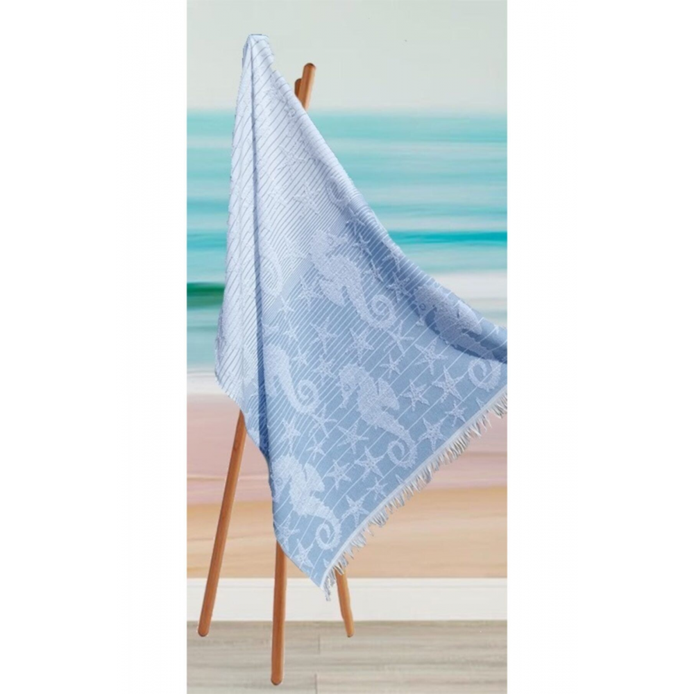 Havlu Peştemal, Plaj Havlusu, Banyo Havlusu, Mavi Denizatı Desen