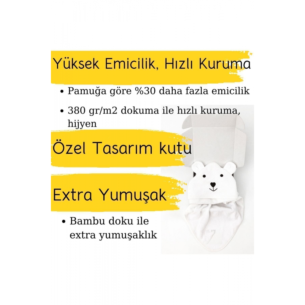 Bebek Kundak Havlu - Doğal Bambu Ve Saf Pamuk Karışımı Başlıklı