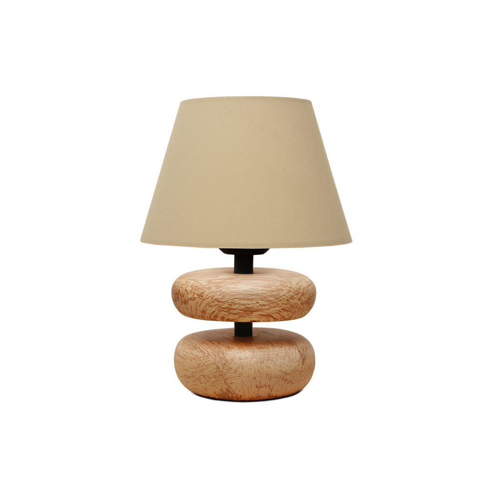 Homing Moji Natural Ahşap Tasarım Abajur  / Kumaş