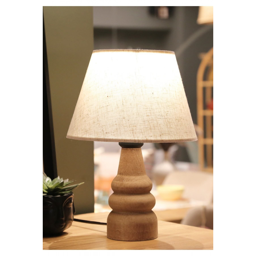 Natural Ahşap Kumaş Başlık Abajur Ayd-3562