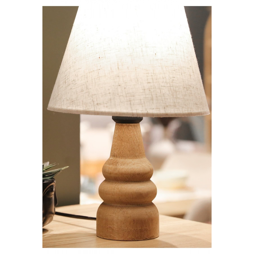 Natural Ahşap Kumaş Başlık Abajur Ayd-3562