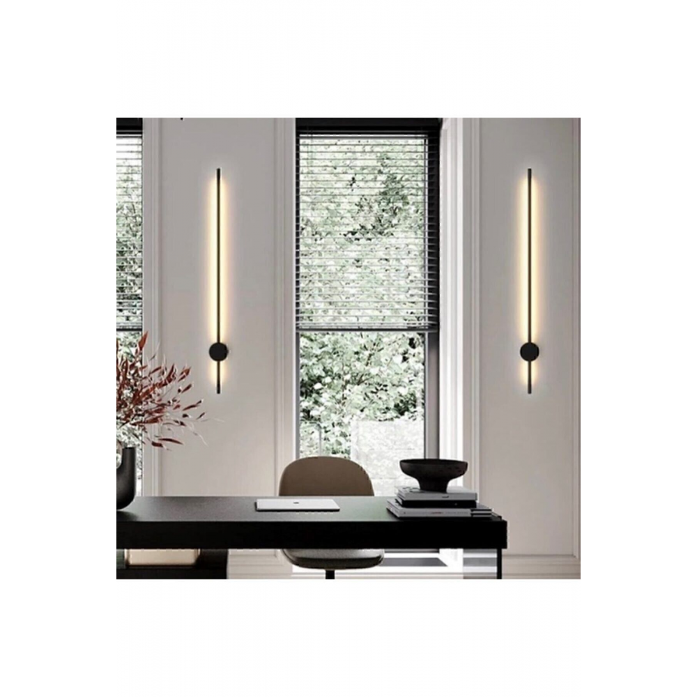Modern Dekoratif Led Duvar Aplik 70cm Siyah 3000k