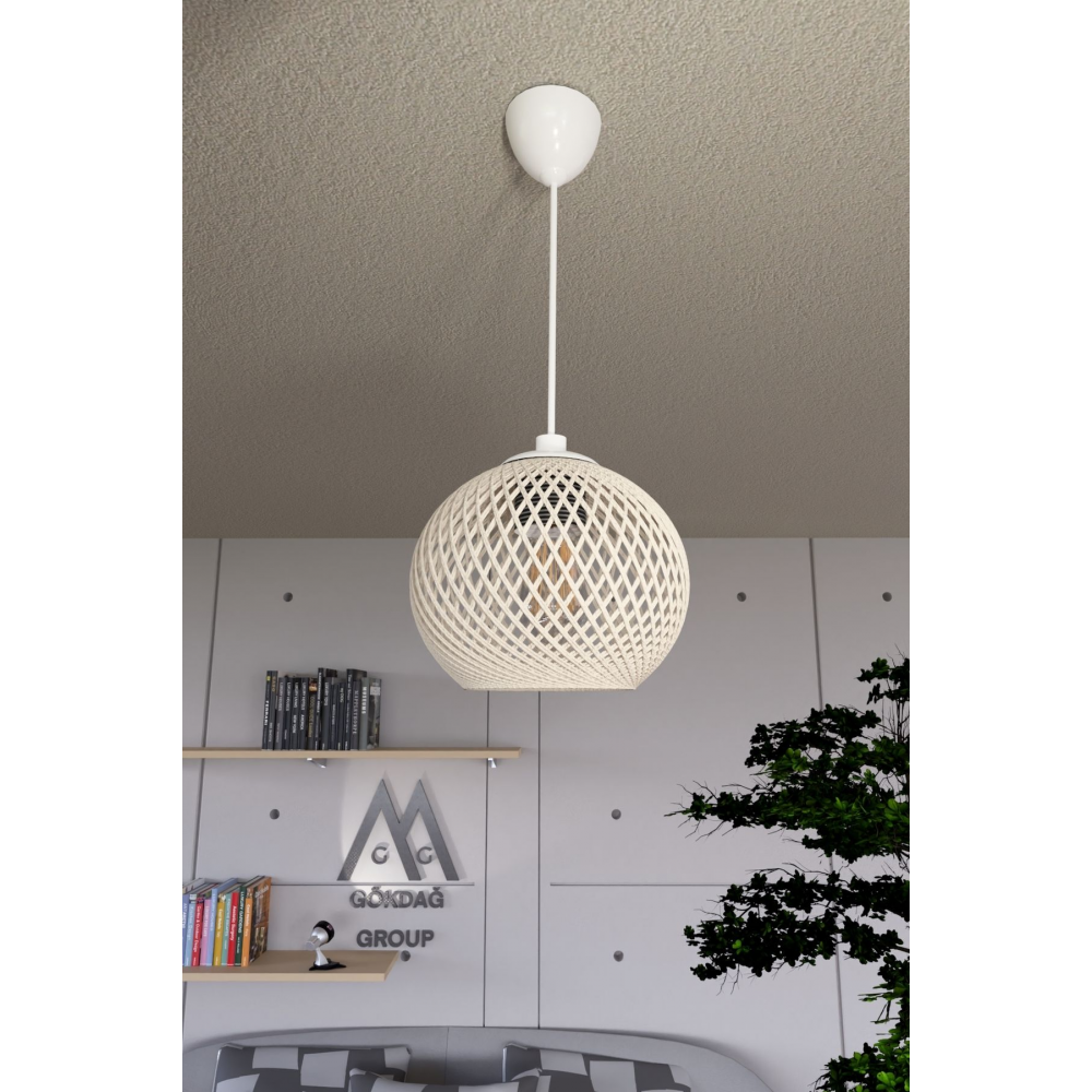 Balle Krem Sarkıt Top Avize Beyaz Kablo