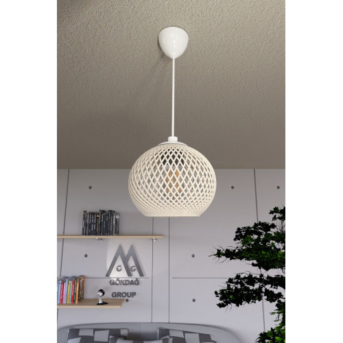 Balle Krem Sarkıt Top Avize Beyaz Kablo