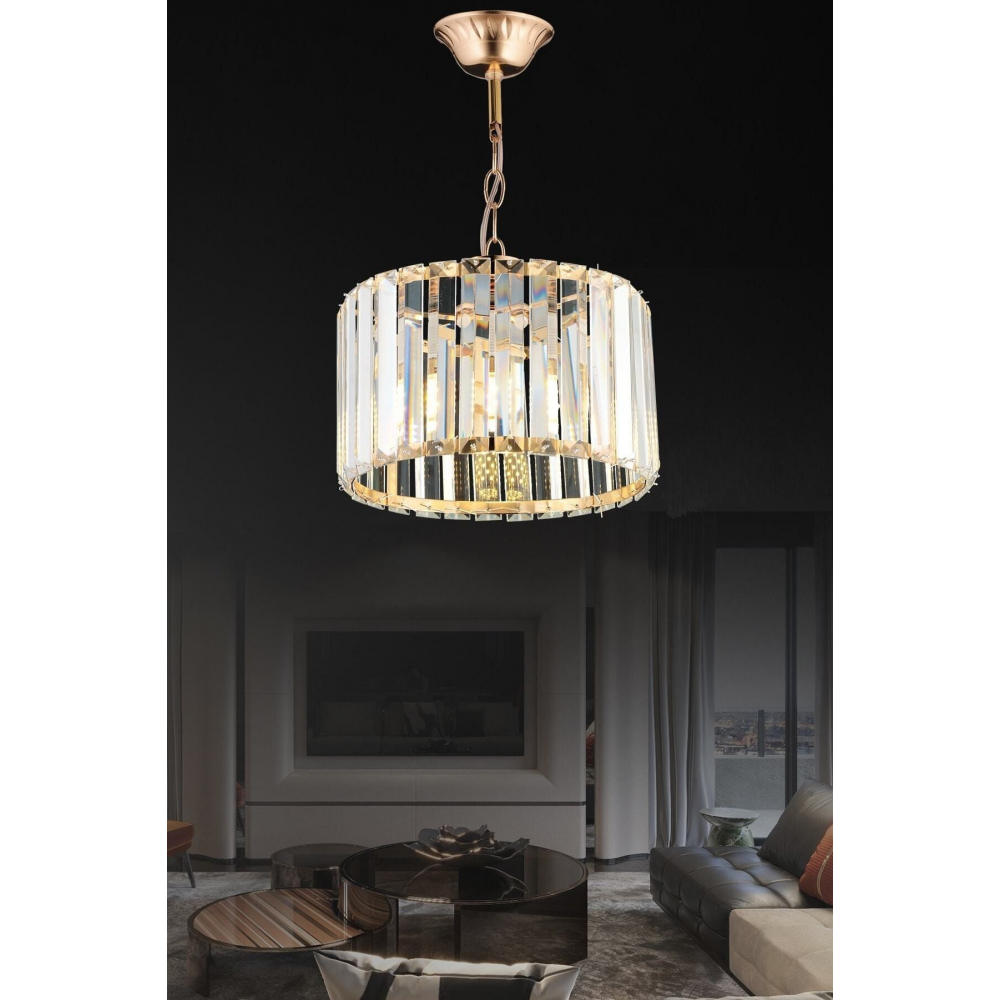 Colesium Model Kristal Modern Estetik Yatak Mutfak Oturma Salon Çocuk Odası Gold Taşlı 25 Lik Avize