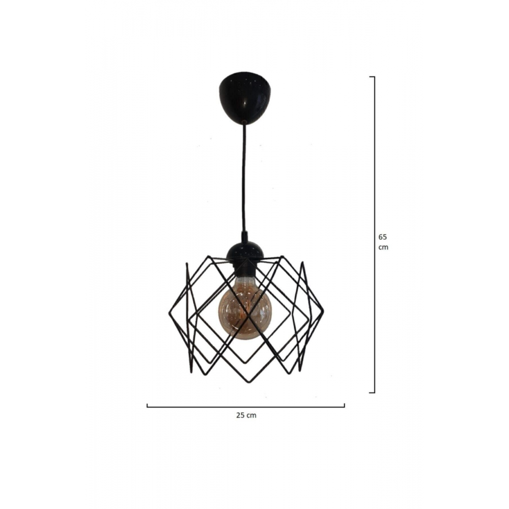 Siyah Çok Kare Tekli Sarkıt Avize (CAMSIZ)