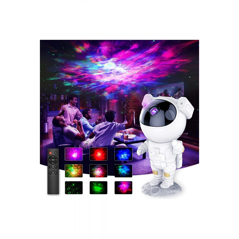 Astronot Projektör Gece Masa Lambası Galaxy Gökyüzü Star Projeksiyon Kumandalı Samanyolu Aydınlatma