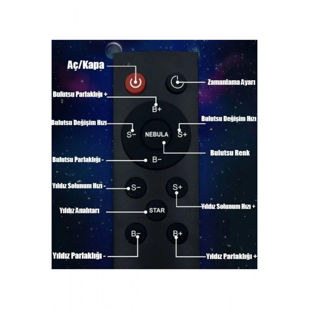 Astronot Projektör Gece Masa Lambası Galaxy Gökyüzü Star Projeksiyon Kumandalı Samanyolu Aydınlatma