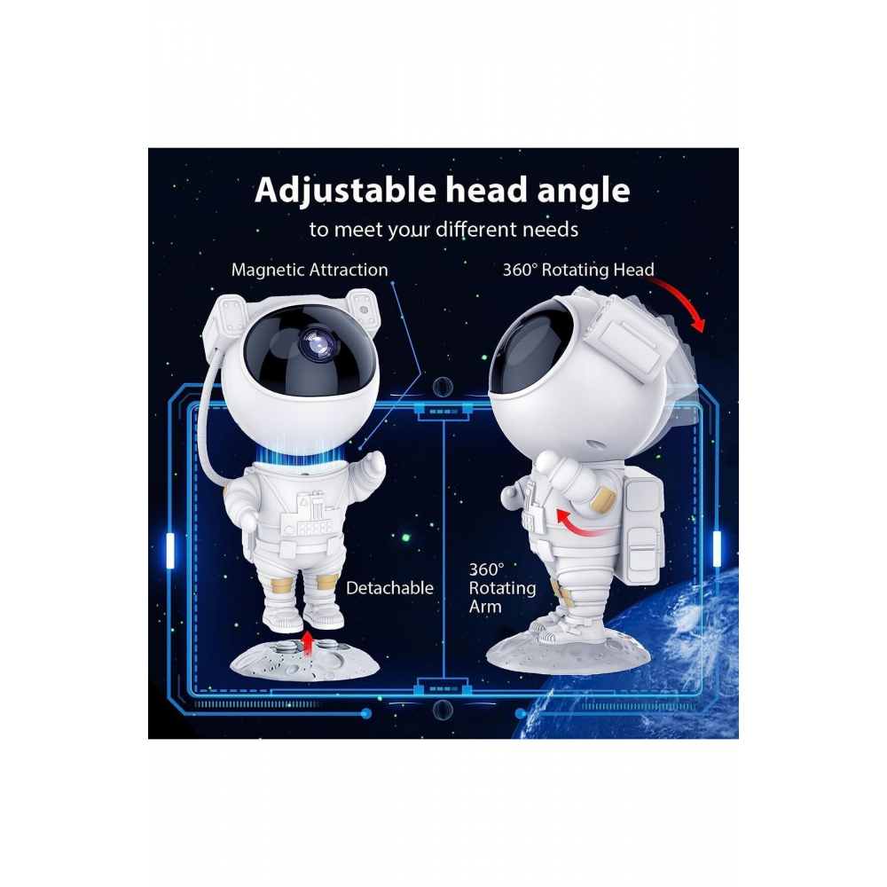 Astronot Projektör Gece Masa Lambası Galaxy Gökyüzü Star Projeksiyon Kumandalı Samanyolu Aydınlatma