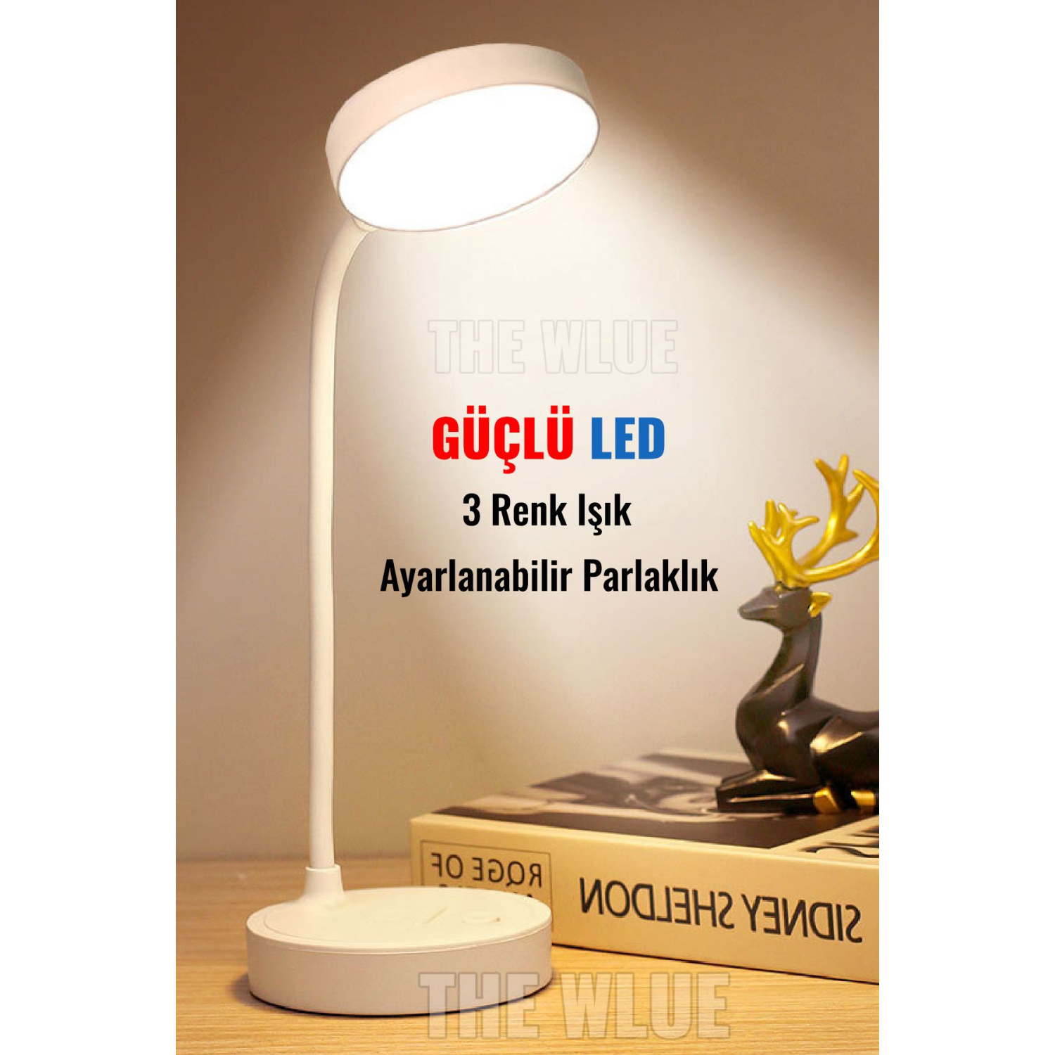 Kablolu Dokunmatik 16 LED Masa Lambası Çalışma Işığı 3 Renk Tonu Dimmer Ayarlı