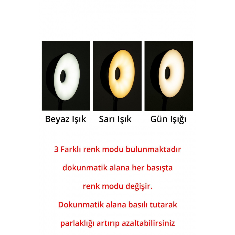 Şarjlı Dokunmatik 20 Led  Flexible Masa Lambası Beyaz