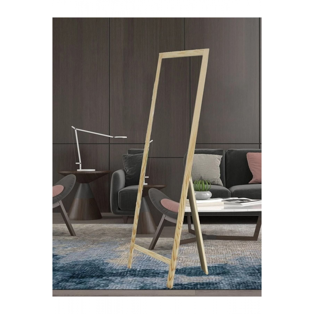Natürel Ahşap Ayaklı Boy Aynası 145x40cm