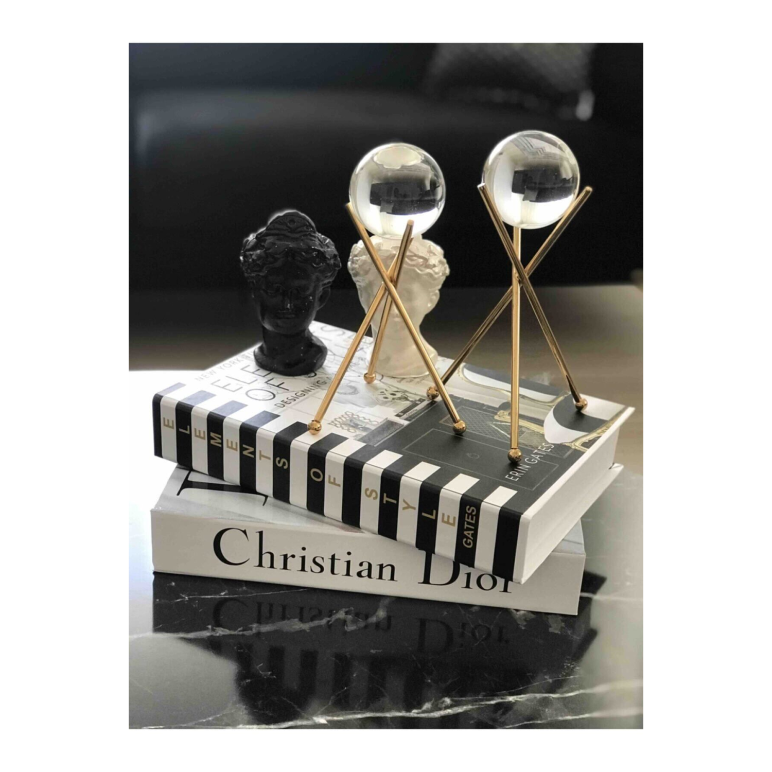 Gold 2'li Çapraz Ayaklı Kristal Küre Biblo