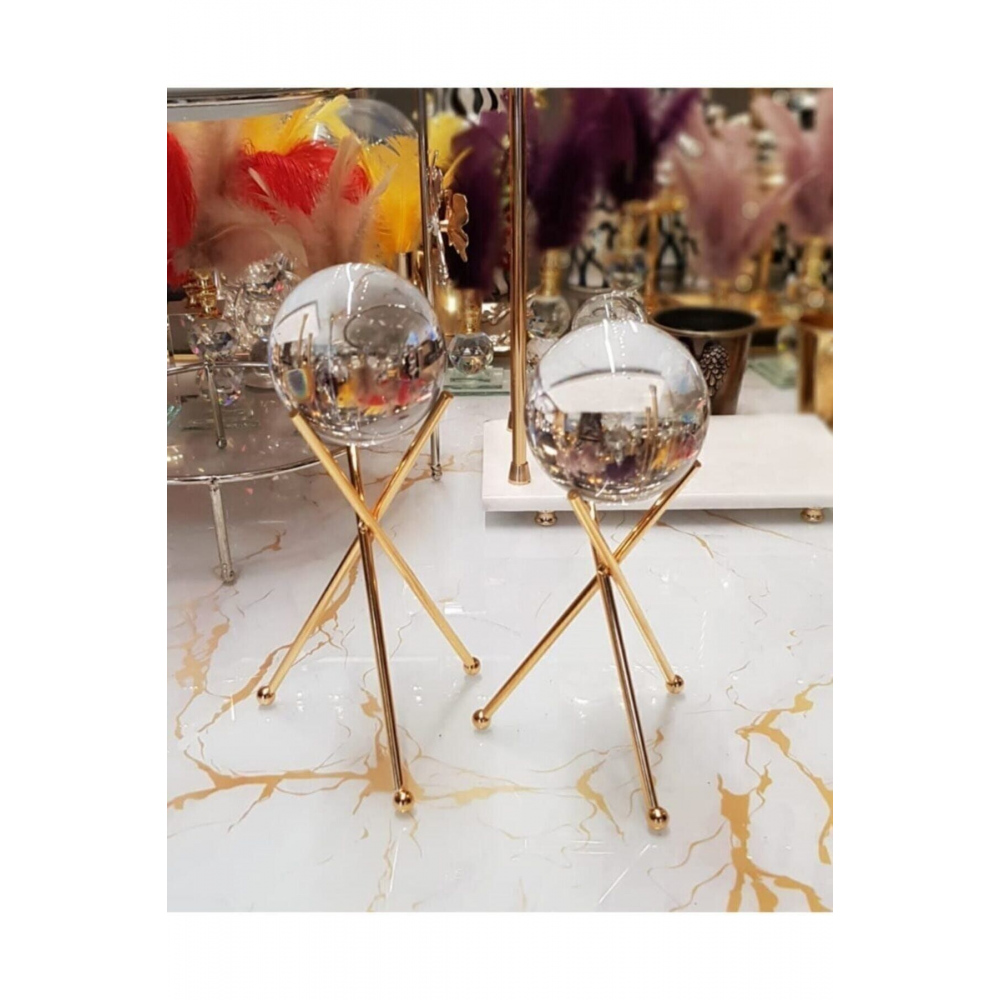 2 Li Çapraz Ayaklı Küre Altın Ev/ofis Dekoru