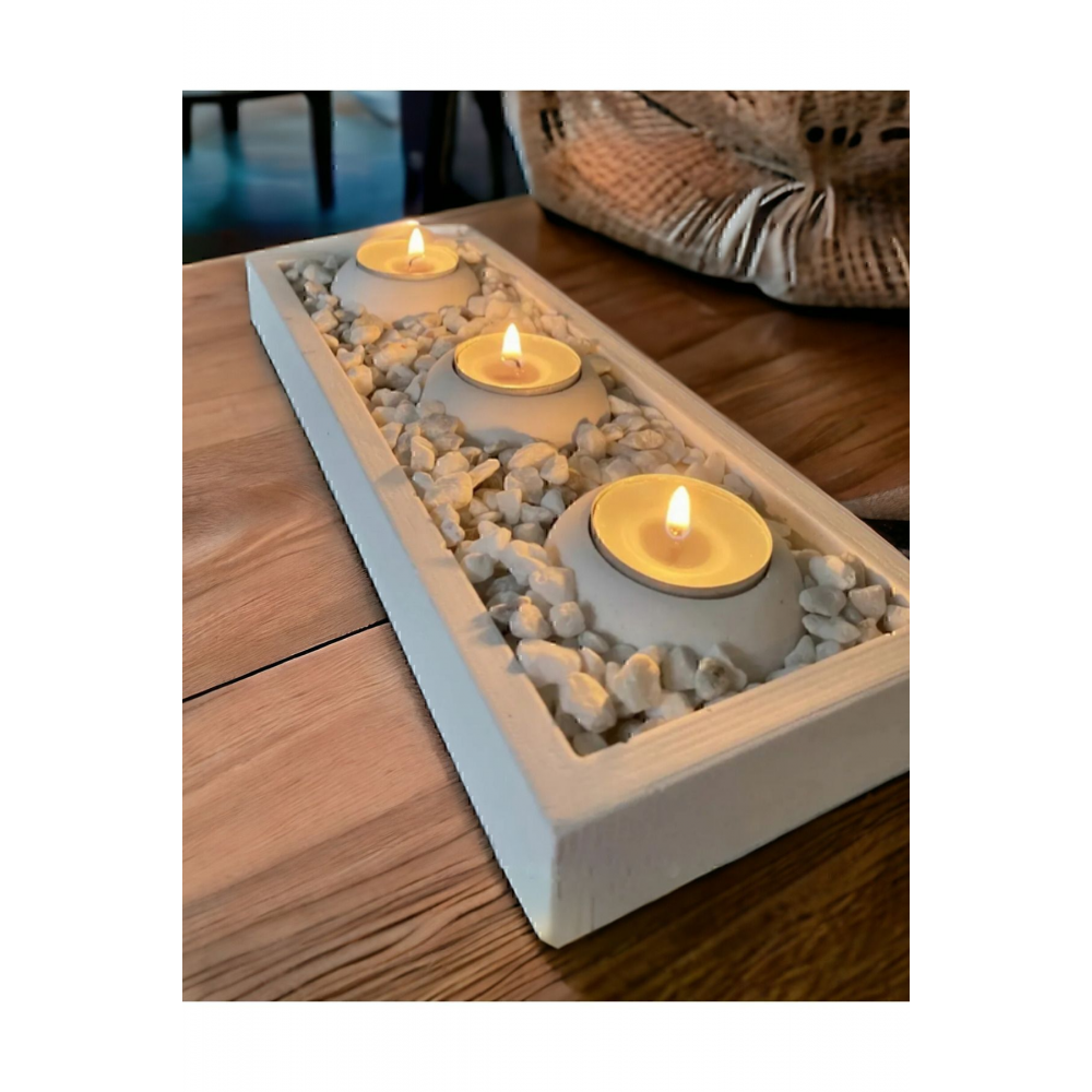 Tabaklı Beton mumluk ve Tealight mumluk Hediyelik dekorasyon Seti