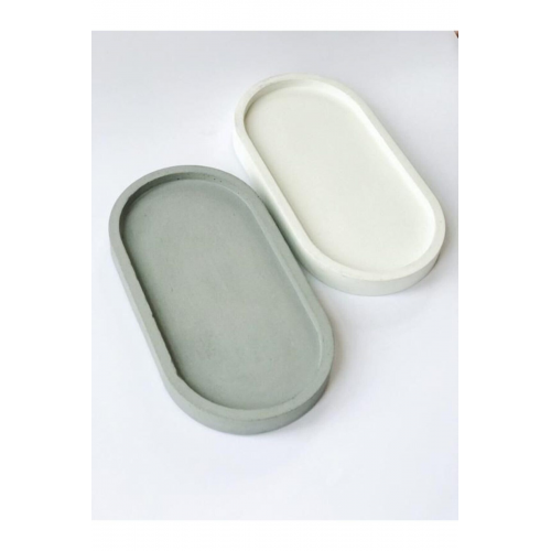 2 Li Dekoratif Oval Beton Biblo Tabak Beton Takı Tabağı Mum Tabağı Organizer Mumluk Tütsülük