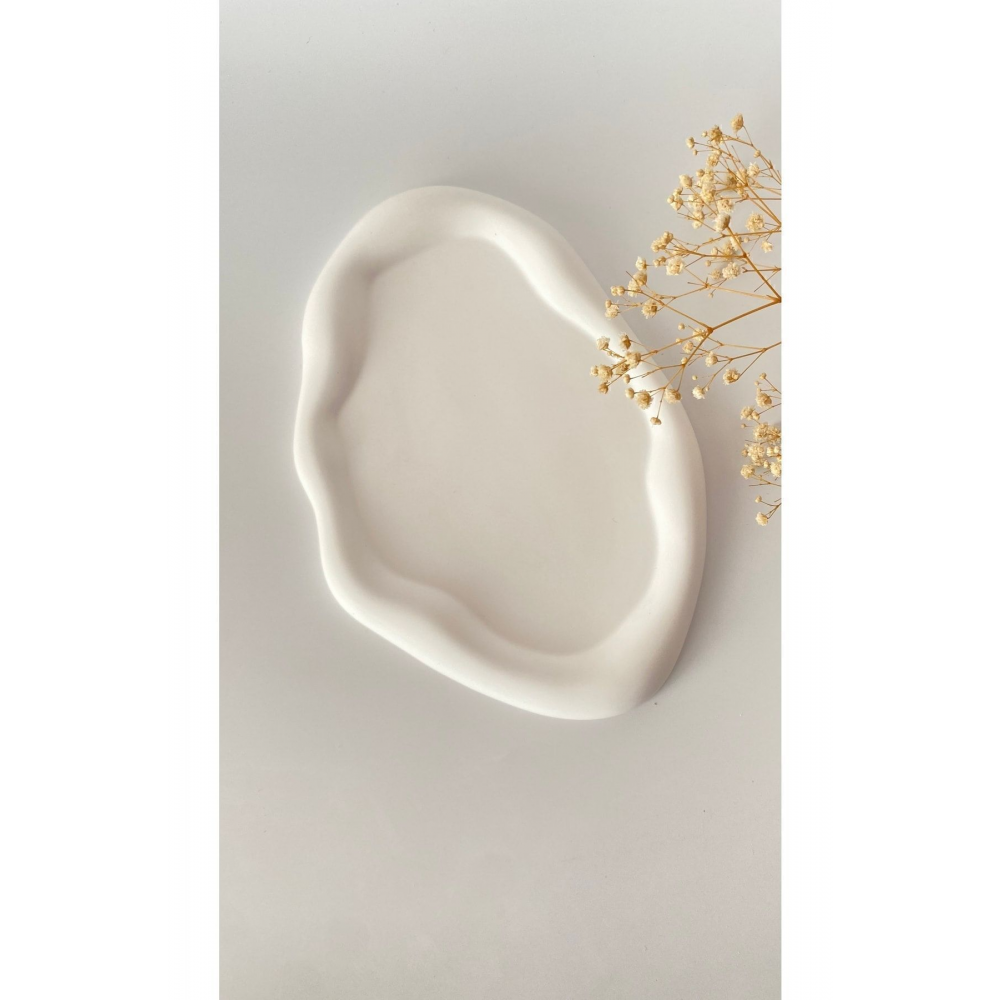 24 Cm Beton Dalgalı Sunum Tepsisi, Takı Aksesuar Tepsisi, Dekoratif Hediyelik Eşya