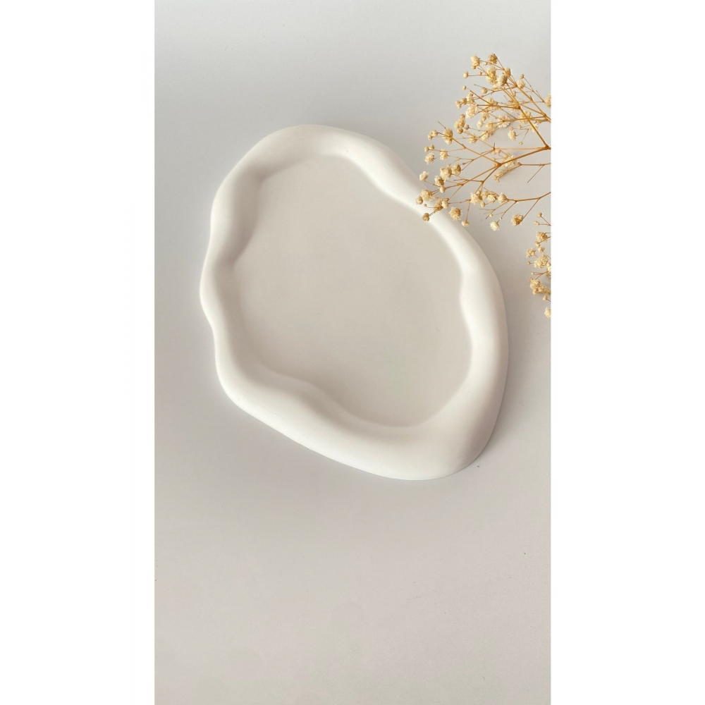 24 Cm Beton Dalgalı Sunum Tepsisi, Takı Aksesuar Tepsisi, Dekoratif Hediyelik Eşya