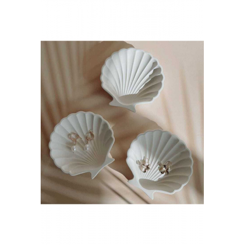 3'lü Dekoratif Beton Istiridye Takı ve Dekor Tabağı