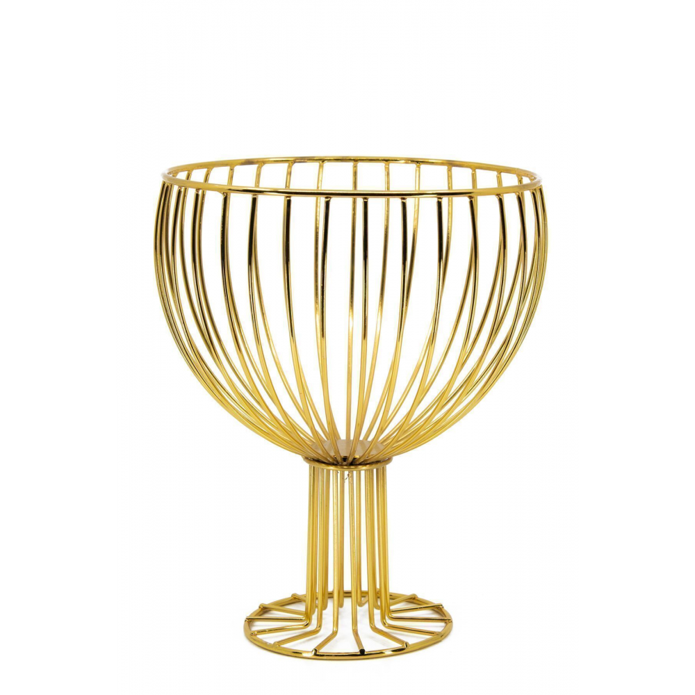 Gold Kadeh Dizyn Metal Meyvelik Sunum Sepeti Dekoratif Mutfak Salon Oturma Odası