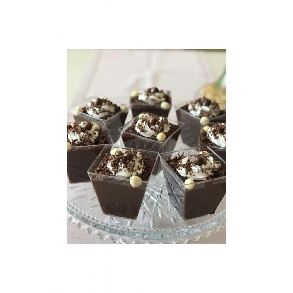 Prizma Mini Mika Plastik Kare Kap Küp Sunum Kase 200cc 8**adet