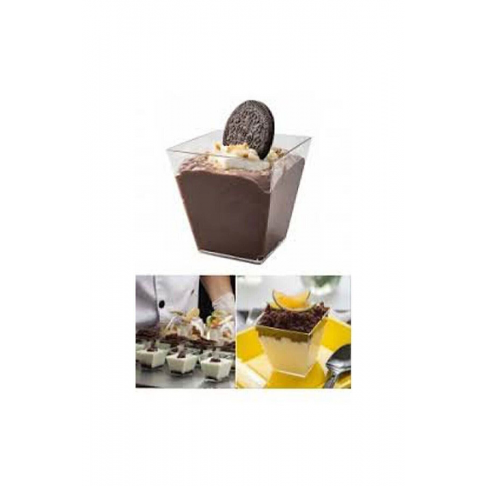 Prizma Mini Mika Plastik Kare Kap Küp Sunum Kase 200cc 8**adet