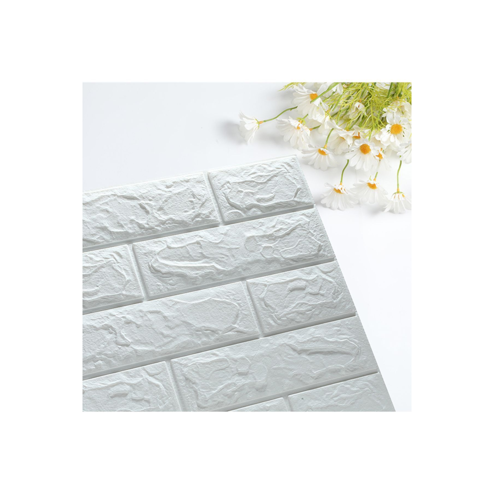 50x50 Cm 0,27 M² Kendinden Yapışkanlı Duvar Kağıdı Esnek Köpük Paneli 3d Boyutlu Tuğla Desen Beyaz
