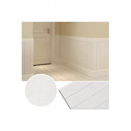 70x35cm(0,25m2) Kendinden Yapışkanlı Sünger Beyaz Ahşap Model Esnek Duvar Paneli NW43