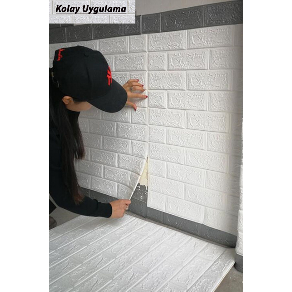 Duvar Paneli Beyaz 3d Dekoratif Kendinden Yapışkanlı Esnek Duvar Kağıdı Kaplama Paneli Köpük