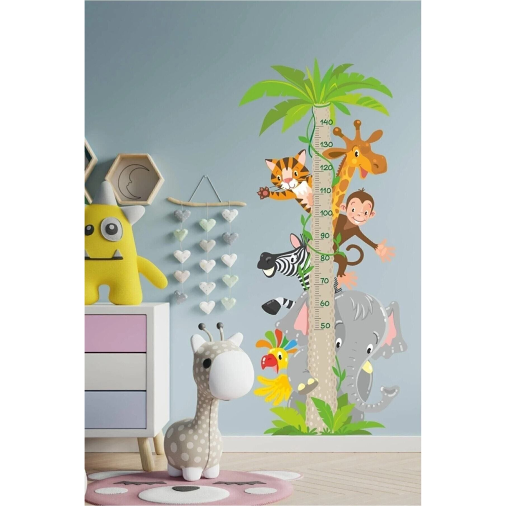 Sevimli Hayvanlar Temalı Boy Ölçer Duvar