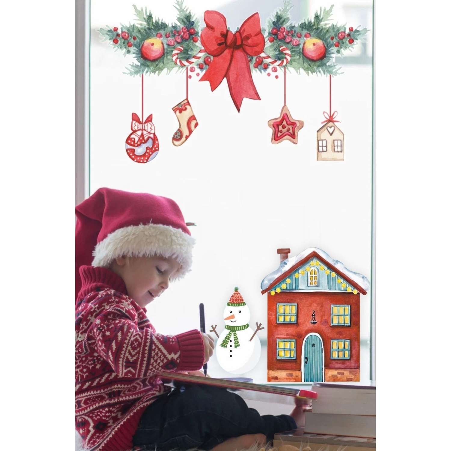 Yılbaşı Fiyonk Ev Ve Kardan Adam Bebek Çocuk Odası Sticker Seti