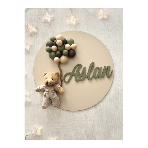 İstediğiniz İsmi Yazıyoruz - Bubble Ayıcıklı Bebek Kapı ve Duvar Süsü