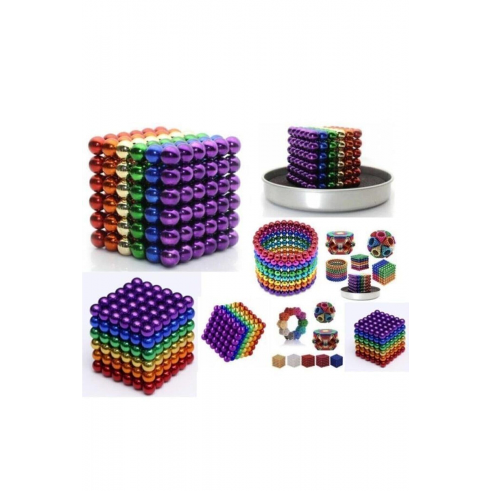 Boncuk Mıknatıs 216 Adet 5mm Mıknatıslı Lego Magnet Neo Cube Gümüş Neo Karışık