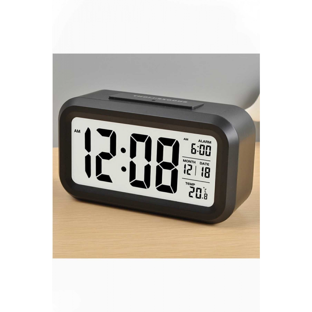 Lcd Işıklı Sensörlü Termometreli Alarmlı Dijital Masa Saati