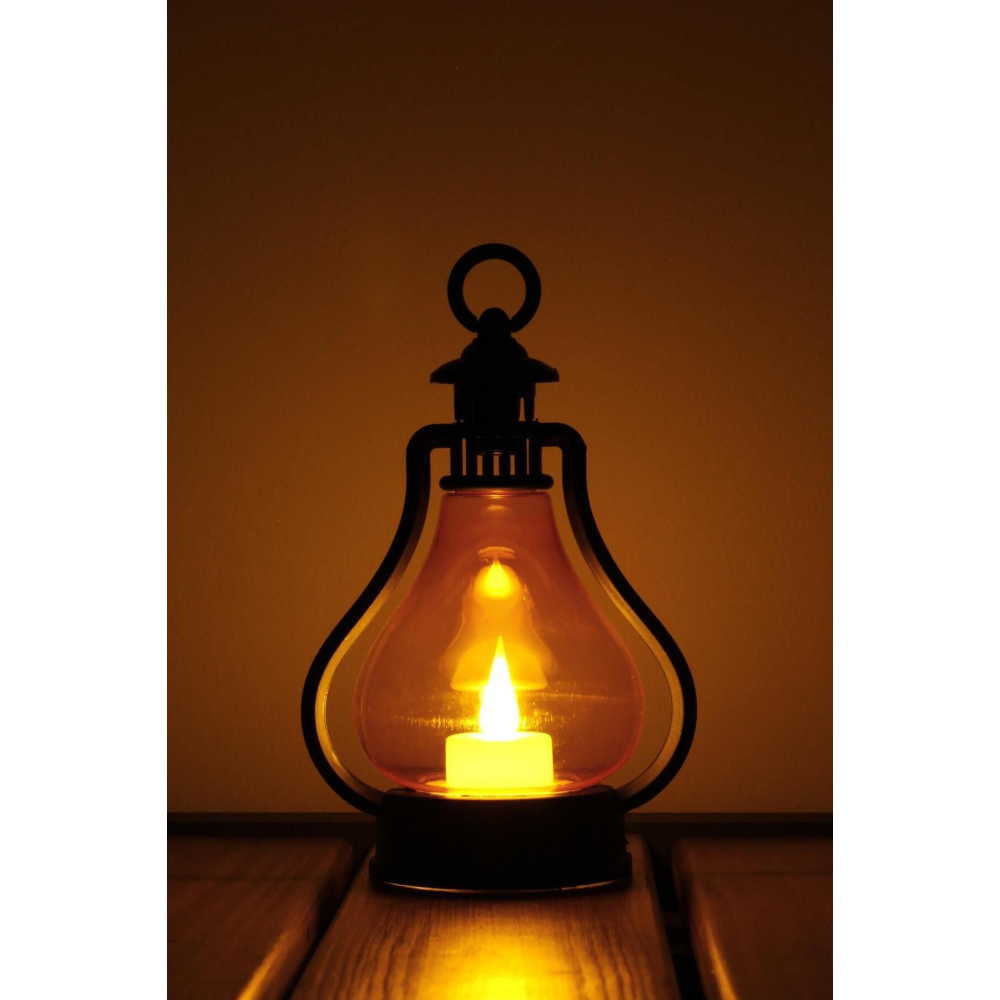 Led Mum Vintage Retro Gaz Lambası Tipi Pilli Dumansız Alevli Dekoratif Yapay Mum Işıldak El Lambası