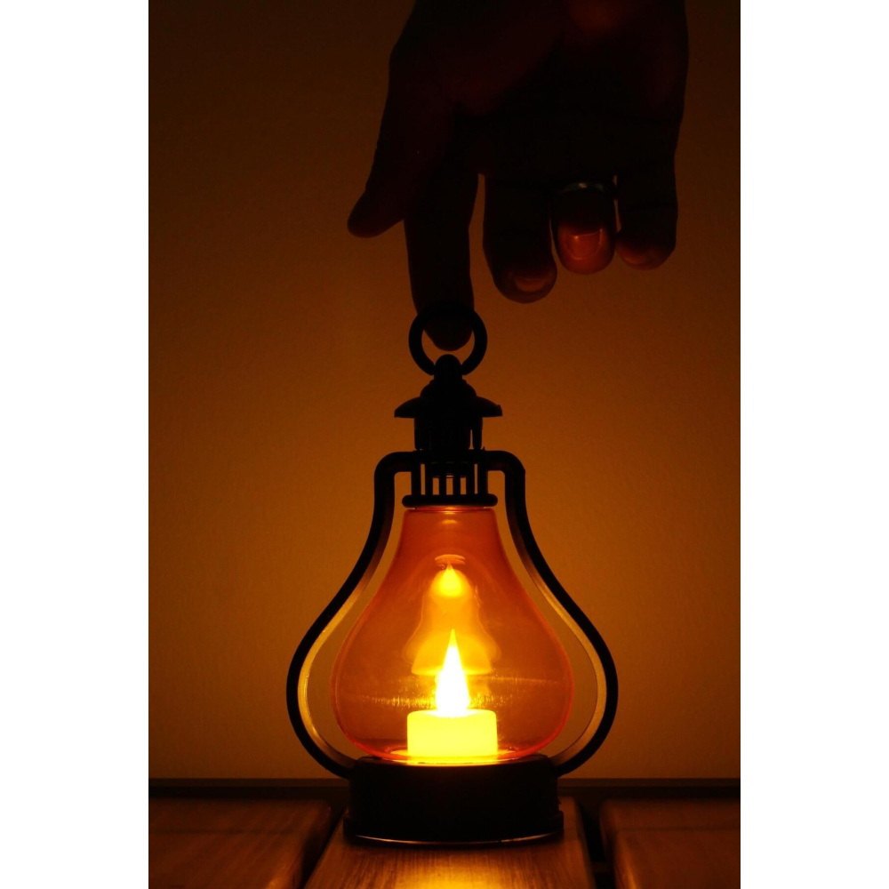 Led Mum Vintage Retro Gaz Lambası Tipi Pilli Dumansız Alevli Dekoratif Yapay Mum Işıldak El Lambası