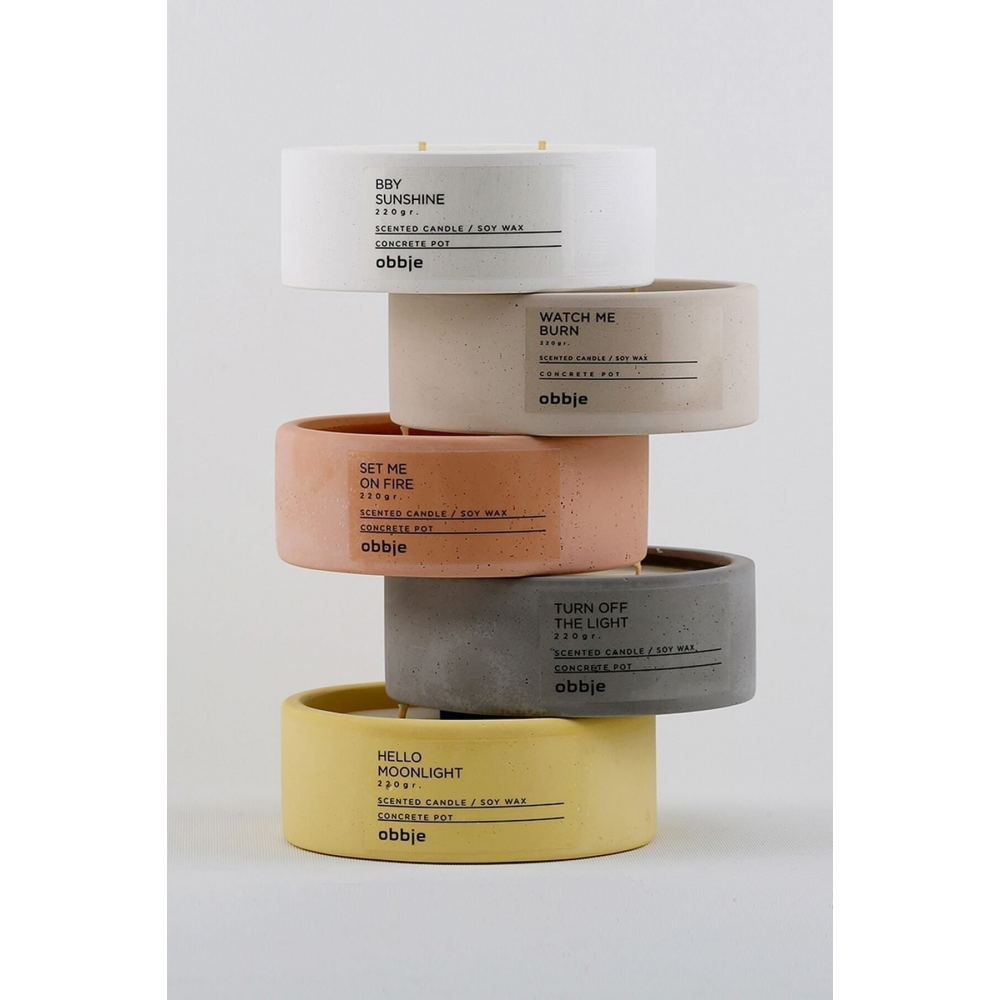 Odunsu Kokulu Mum, Beton Saksılı Dekoratif Mum