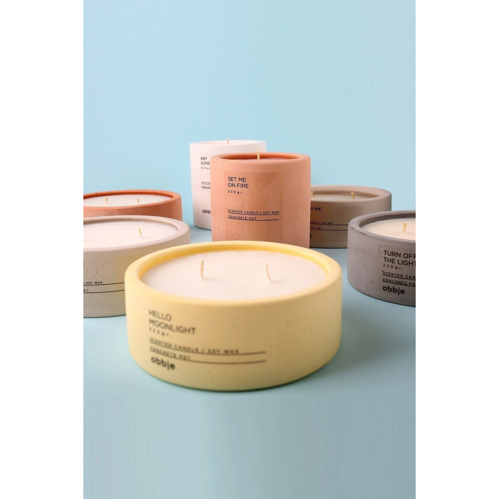 Odunsu Kokulu Mum, Beton Saksılı Dekoratif Mum