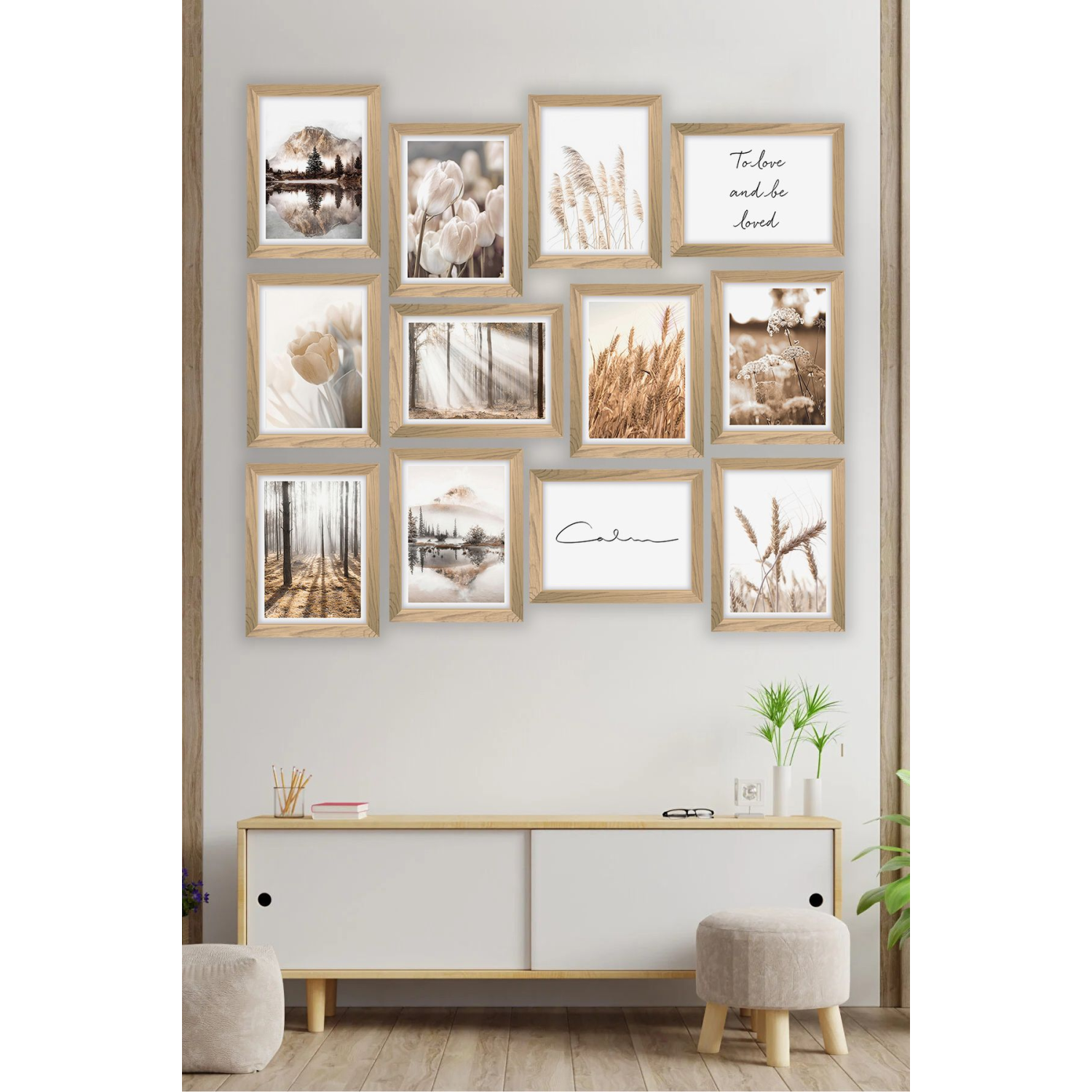 12 Parça Çerçeve Görünümlü Mdf Tablo Seti