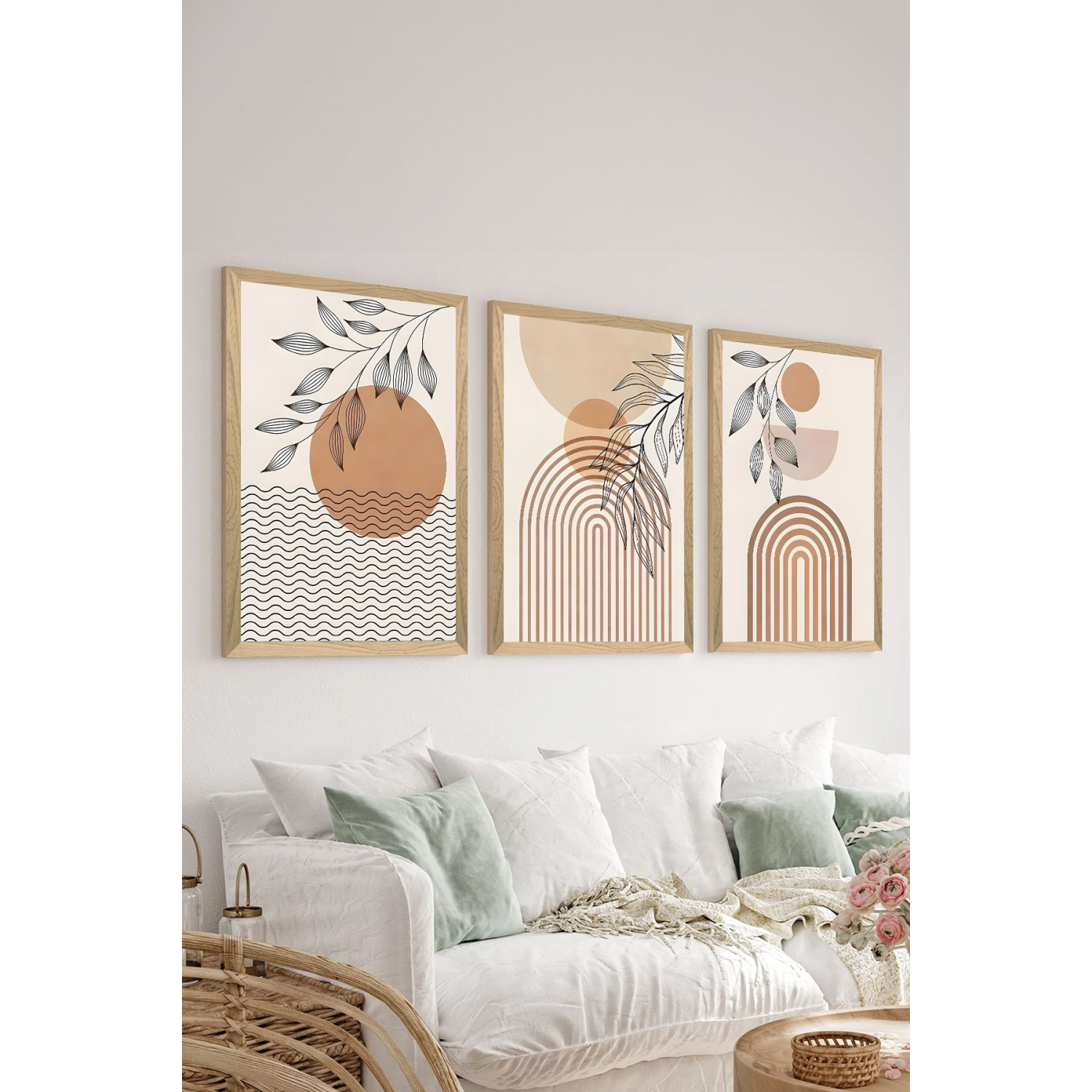 3 Parça Çerçeve Görünümlü Mdf Tablo Seti