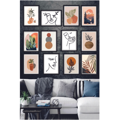 Hediyelik Ev Dekorasyonu, Salon, Ofis, Duvar Tabloları Yatak Odası Mdf Tablo Seti 12 Parça Dekorize